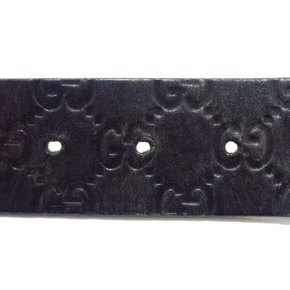 GUCCI Guccissima Black Silver Leather Hardware Belt 271-030525 - Picture 5 of 7